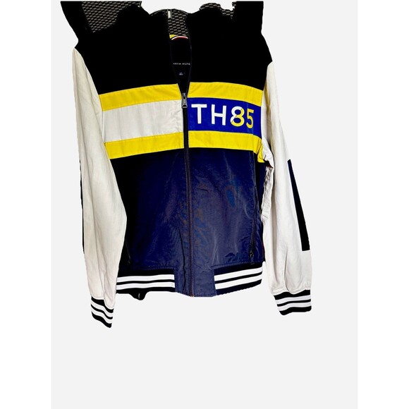 Tommy Hilfiger TH85 Colorblock Hooded Jacket Size Small Petite Blue White NWOT - Picture 2 of 16